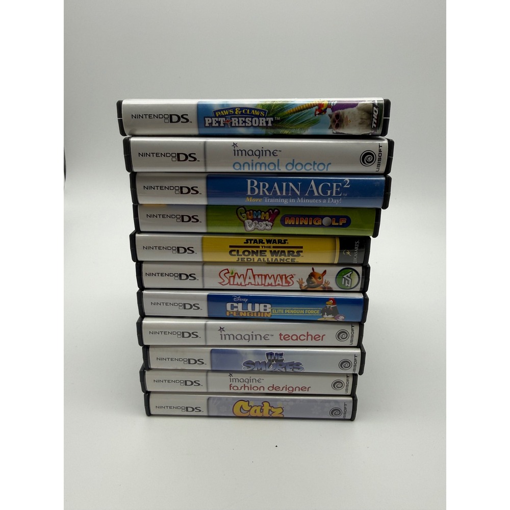 Nintendo DS Games Bundle 11 Titles Star Wars Brain Age 2 SimAnimals Imagine Catz